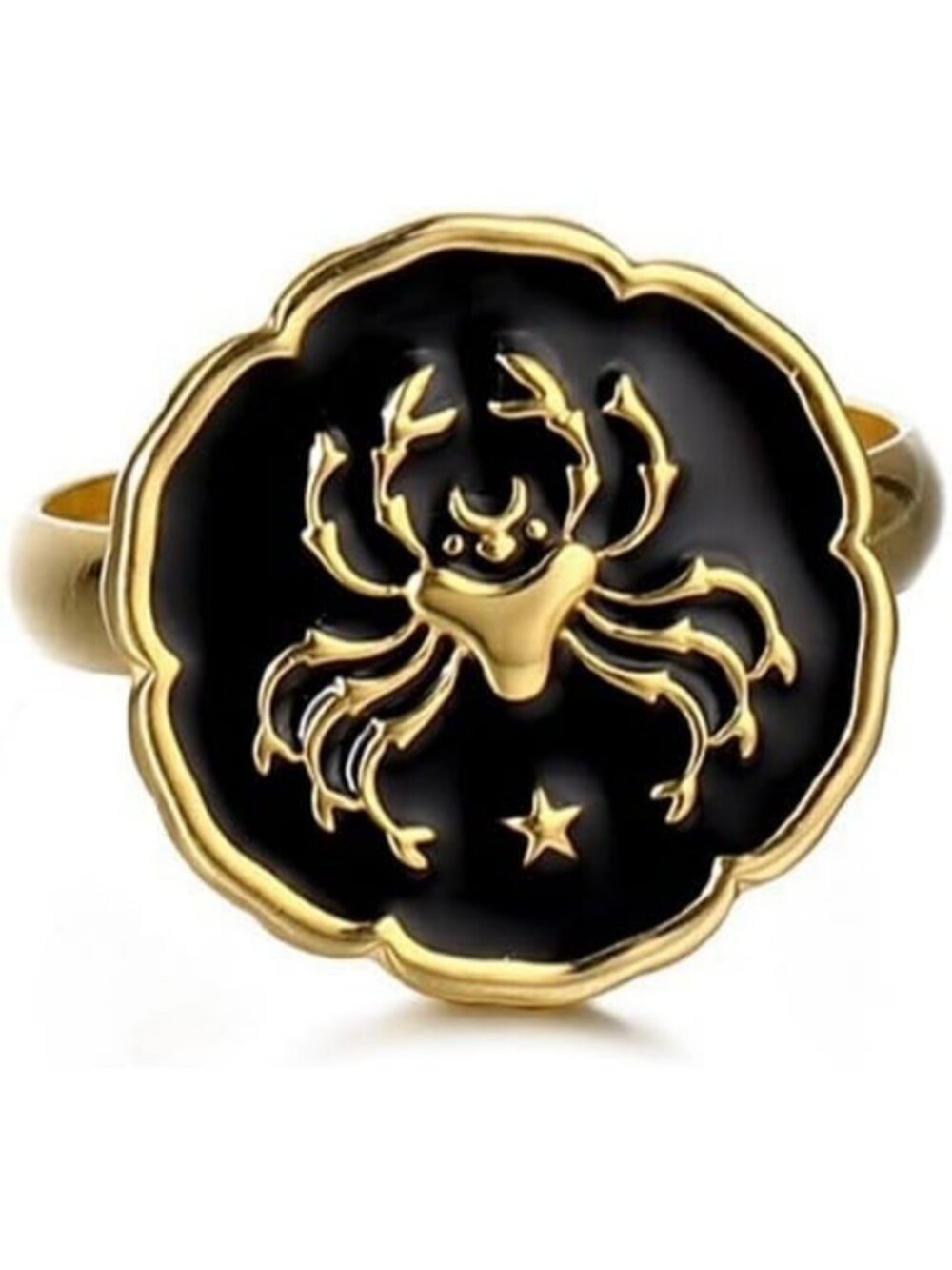 Cancer Astrology Constellation Open Ring Horoscope Zodiac Sign 18K Gold Plated